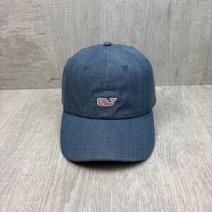Vineyard Vines Hat Cap Strap Back Blue Denim Pink‎ Whale Logo Embroidered